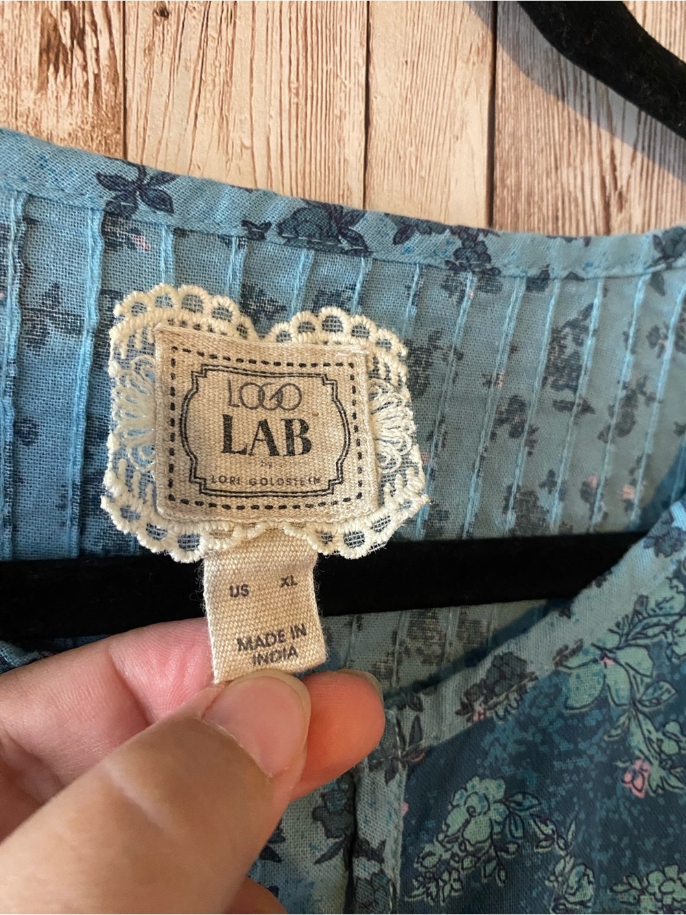 LOGO Lab 3/4 sleeve crew neck bed jacket ruffles XL Lagenlook boho Blue Lori top - Picture 3 of 5